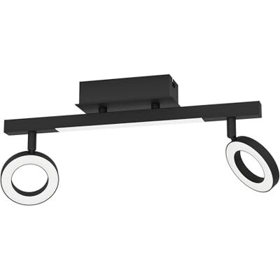 EGLO LED spot sufitowy Cardillio 2, lampa 2-punktowa z obracanym spotem, lampka sufitowa z tworzywa sztucznego i metalu w kolorze czarnym, oświetlenie w kolorze ciepłej bieli EGLO LED spot sufitowy Cardillio 2, lampa 2-punktowa z obracanym spotem, lampka sufitowa z tworzywa sztucznego i metalu w kolorze czarnym, oświetlenie w kolorze ciepłej bieli