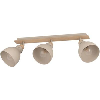 EGLO Arrecife lampa sufitowa, 3-punktowa, obracane reflektory punktowe, oprawka E27, metalowa lampa sufitowa w kolorze piasku i naturalnego drewna dąb EGLO Arrecife lampa sufitowa, 3-punktowa, obracane reflektory punktowe, oprawka E27, metalowa lampa sufitowa w kolorze piasku i naturalnego drewna dąb