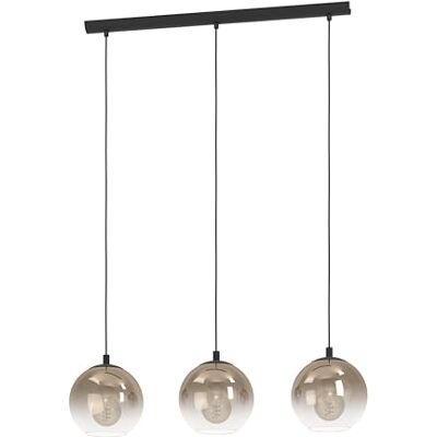 EGLO Ariscani 1 Lampa wisząca, 3-punktowa, nad stół do jadalni, lampa wisząca z metalu w kolorze czarnym i szkła w kolorze miedzianym, oprawa E27, Ø 76,5 cm EGLO Ariscani 1 Lampa wisząca, 3-punktowa, nad stół do jadalni, lampa wisząca z metalu w kolorze czarnym i szkła w kolorze miedzianym, oprawa E27, Ø 76,5 cm