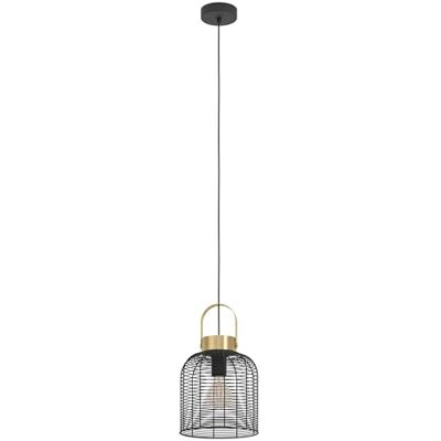 EGLO Lampa wisząca Roundham, żyrandol do salonu i jadalni, czarny i mosiądz metalowy wiszący lampa sufitowa, oprawka E27, Ø 22 cm EGLO Lampa wisząca Roundham, żyrandol do salonu i jadalni, czarny i mosiądz metalowy wiszący lampa sufitowa, oprawka E27, Ø 22 cm