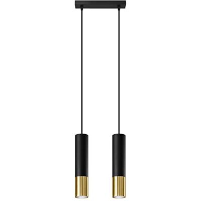 SOLLUX lighting Loopez 3L Lampa sufitowa wisząca, cylindryczny klosz + kombinacja 2 metali, wymienna żarówka GU10, 3 SOLLUX lighting Loopez 3L Lampa sufitowa wisząca, cylindryczny klosz + kombinacja 2 metali, wymienna żarówka GU10, 3