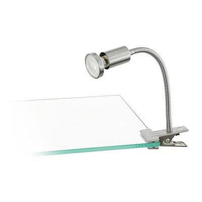 EGLO LED lampka Litos, akcentowa z klipsem i giętkim ramieniem, nocna biurkowa z klipsem, metalowa, srebrna, z ciepłym światłem GU10 EGLO LED lampka Litos, akcentowa z klipsem i giętkim ramieniem, nocna biurkowa z klipsem, metalowa, srebrna, z ciepłym światłem GU10