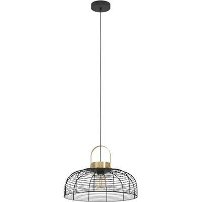 EGLO Lampa wisząca Roundham, żyrandol do salonu i jadalni, czarny i mosiądz metalowy wiszący lampa sufitowa, oprawka E27, Ø 45 cm EGLO Lampa wisząca Roundham, żyrandol do salonu i jadalni, czarny i mosiądz metalowy wiszący lampa sufitowa, oprawka E27, Ø 45 cm