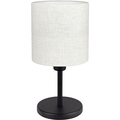 EGLO Monetto 1 Lampa nad stół, mała dekoracyjna lampa do salonu, elegancka lampka nocna, czarna lampa do sypialni z kloszem w naturalnych kolorach, oprawka E14, wys. 18 cm EGLO Monetto 1 Lampa nad stół, mała dekoracyjna lampa do salonu, elegancka lampka nocna, czarna lampa do sypialni z kloszem w naturalnych kolorach, oprawka E14, wys. 18 cm