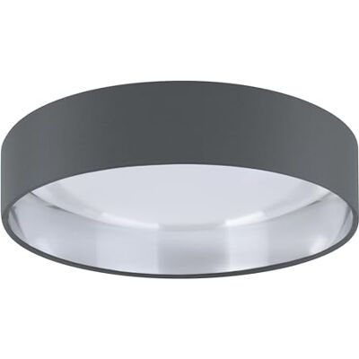 EGLO Lampa sufitowa LED Palomaro, okrągła lampa z tkaniny, biały plastik, tkanina antracytowa, srebrna, ciepła biel, Ø 32 cm EGLO Lampa sufitowa LED Palomaro, okrągła lampa z tkaniny, biały plastik, tkanina antracytowa, srebrna, ciepła biel, Ø 32 cm
