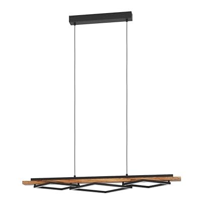 EGLO Boyal Lampa wisząca LED, nad stół do jadalni, 3-punktowa, lampa wisząca z rustykalnego drewna i czarnego metalu, certyfikat FSC, ciepła biel EGLO Boyal Lampa wisząca LED, nad stół do jadalni, 3-punktowa, lampa wisząca z rustykalnego drewna i czarnego metalu, certyfikat FSC, ciepła biel