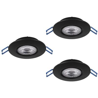 EGLO 3-częściowy zestaw LED Cedrez, Ø 9 cm, płaskie reflektory sufitowe, przełącznik Dip Switch, czarny plastik, ciepłe, neutralne, zimne światło EGLO 3-częściowy zestaw LED Cedrez, Ø 9 cm, płaskie reflektory sufitowe, przełącznik Dip Switch, czarny plastik, ciepłe, neutralne, zimne światło
