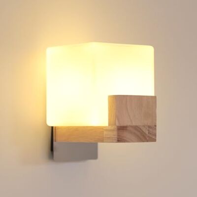 Comely Kinkiet Wewnętrzny, Nowoczesna Lampa Ścienna Z Drewna I Szkła, Kreatywny Kwadratowy Design Oświetlenie Ścienne Do Sypialni Salonu Korytarza Schodów 1 X Żarówka G9 Comely Kinkiet Wewnętrzny, Nowoczesna Lampa Ścienna Z Drewna I Szkła, Kreatywny Kwadratowy Design Oświetlenie Ścienne Do Sypialni Salonu Korytarza Schodów 1 X Żarówka G9