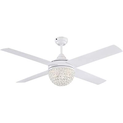 Westinghouse 72262, nowoczesny wentylator sufitowy 132 cm firmy Lighting z oświetleniem i pilotem zdalnego sterowania, wykonanie w kolorze białym, klosz z kryształowymi pryzmatami Westinghouse 72262, nowoczesny wentylator sufitowy 132 cm firmy Lighting z oświetleniem i pilotem zdalnego sterowania, wykonanie w kolorze białym, klosz z kryształowymi pryzmatami