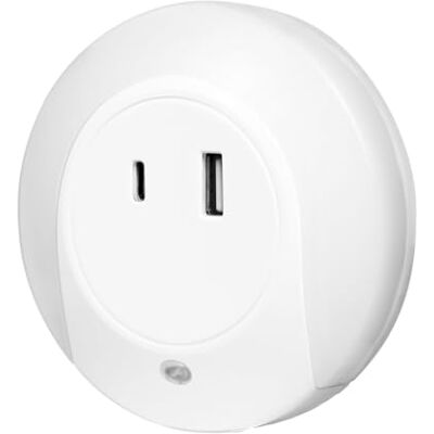 LogiLink LED020 – lampka nocna LED z czujnikiem zmierzchu i portem ładowania USB, 1 x USB-C (PowerDelivery) i 1 x USB-A (Quickcharge) LogiLink LED020 – lampka nocna LED z czujnikiem zmierzchu i portem ładowania USB, 1 x USB-C (PowerDelivery) i 1 x USB-A (Quickcharge)