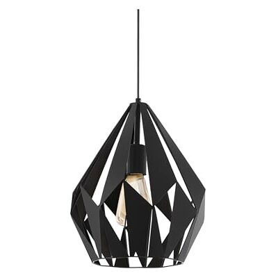 EGLO lampa wisząca Carlton, światło zwisająca w stylu vintage nad stół do jadalni retro zwisająca oprawa sufitowa z czarnego metalu oprawka E27 Ø 31 cm EGLO lampa wisząca Carlton, światło zwisająca w stylu vintage nad stół do jadalni retro zwisająca oprawa sufitowa z czarnego metalu oprawka E27 Ø 31 cm