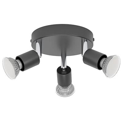 EGLO 3-punktowa lampa sufitowa Stecci E, reflektor sufitowy do sypialni i korytarza światło podsufitowa ze stali tworzywa sztucznego w kolorze czarnym oprawa GU10 EGLO 3-punktowa lampa sufitowa Stecci E, reflektor sufitowy do sypialni i korytarza światło podsufitowa ze stali tworzywa sztucznego w kolorze czarnym oprawa GU10