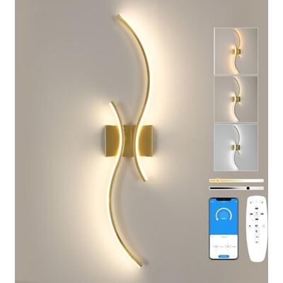 Comely 32W Regulowany Kinkiet LED Z Pilotem, Zakrzywiony Design Aluminiowa Lampa Ścienna Sypialniana, Nowoczesna Złota Wewnętrzna Oprawa Do Salonu Schodów Kuchni Comely 32W Regulowany Kinkiet LED Z Pilotem, Zakrzywiony Design Aluminiowa Lampa Ścienna Sypialniana, Nowoczesna Złota Wewnętrzna Oprawa Do Salonu Schodów Kuchni