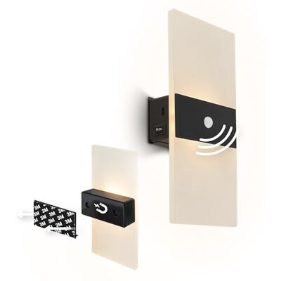 BRILONER Sticklights lampa ścienna bez prądu i wiercenia z czujnikiem ruchu, bateria, zdejmowane mocowanie magnetyczne, bezprzewodowa, 22 x 4 x 10 cm, czarna BRILONER Sticklights lampa ścienna bez prądu i wiercenia z czujnikiem ruchu, bateria, zdejmowane mocowanie magnetyczne, bezprzewodowa, 22 x 4 x 10 cm, czarna