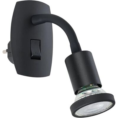 EGLO Lampa na wtyczkę Parrini, z przełącznikiem, obrotowym spotem i giętkim ramieniem, metal i plastik, czarna, ciepła biel EGLO Lampa na wtyczkę Parrini, z przełącznikiem, obrotowym spotem i giętkim ramieniem, metal i plastik, czarna, ciepła biel