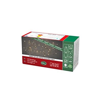 Konstsmide , 6387-860, łańcuch świetlny LED w kształcie kropli, 100 diod w kolorze bursztynowym, transformator wewnętrzny 3 V, drut miedziany Konstsmide , 6387-860, łańcuch świetlny LED w kształcie kropli, 100 diod w kolorze bursztynowym, transformator wewnętrzny 3 V, drut miedziany