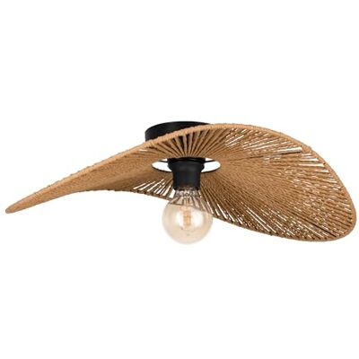 EGLO Siruela Lampa sufitowa o naturalnym wzornictwie, certyfikat FSC, oświetlenie sufitowe z papieru w kolorze naturalnym i metalu w kolorze czarnym, lampa do salonu z oprawką E27, dł. 56 cm EGLO Siruela Lampa sufitowa o naturalnym wzornictwie, certyfikat FSC, oświetlenie sufitowe z papieru w kolorze naturalnym i metalu w kolorze czarnym, lampa do salonu z oprawką E27, dł. 56 cm
