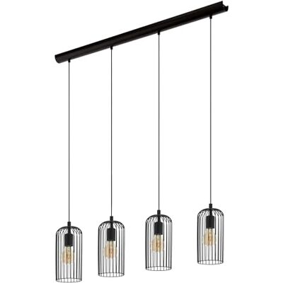 EGLO lampa wisząca Roccamena, 4-żarówkowa oprawa zwisająca nad stołem w jadalni światło do z metalu kolorze czarnym oprawa zwisająca industrialna oprawka E27 73 cm EGLO lampa wisząca Roccamena, 4-żarówkowa oprawa zwisająca nad stołem w jadalni światło do z metalu kolorze czarnym oprawa zwisająca industrialna oprawka E27 73 cm