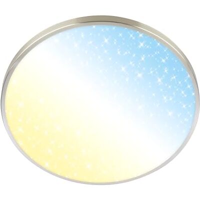 BRILONER Lampa sufitowa LED z pilotem zdalnego sterowania, możliwość ściemniania, CCT, ozdobny pałąk, gwiaździste niebo, salon, sypialnia, 38 x 6,5 cm, matowy nikiel BRILONER Lampa sufitowa LED z pilotem zdalnego sterowania, możliwość ściemniania, CCT, ozdobny pałąk, gwiaździste niebo, salon, sypialnia, 38 x 6,5 cm, matowy nikiel