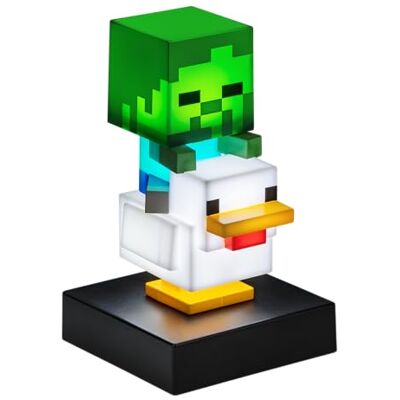Paladone Minecraft Chicken Jockey Icon Light, podświetlana mini figurka 12 cm, zabawna lampa do sypialni lub biurka dla graczy Paladone Minecraft Chicken Jockey Icon Light, podświetlana mini figurka 12 cm, zabawna lampa do sypialni lub biurka dla graczy