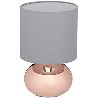 Relaxdays Lampka nocna dotykowa, ściemniana, nowoczesna lampa dotykowa z 3 stopniami, E14, lampa stołowa z kablem, 28 x 18 cm, miedź Relaxdays Lampka nocna dotykowa, ściemniana, nowoczesna lampa dotykowa z 3 stopniami, E14, lampa stołowa z kablem, 28 x 18 cm, miedź