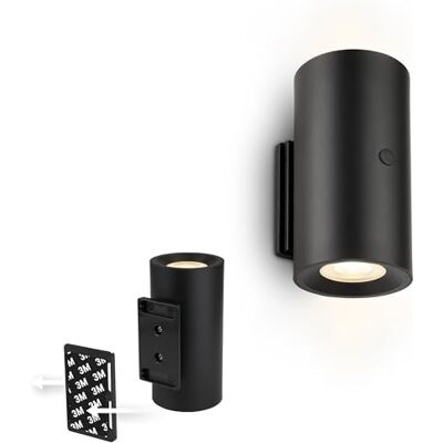 BRILONER Sticklights lampa ścienna bez prądu i wiercenia z baterią, dotykowa, możliwość ściemniania, ciepła biel, bezprzewodowa, do ponownego ładowania, na ścianę, 6,1 x 12 cm, czarna BRILONER Sticklights lampa ścienna bez prądu i wiercenia z baterią, dotykowa, możliwość ściemniania, ciepła biel, bezprzewodowa, do ponownego ładowania, na ścianę, 6,1 x 12 cm, czarna