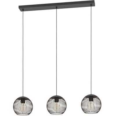 EGLO Almanzora Lampa wisząca, 3-punktowa, nad stół do jadalni, lampa wisząca z metalu w kolorze czarnym i miedzianym, oprawa E27, 90 cm EGLO Almanzora Lampa wisząca, 3-punktowa, nad stół do jadalni, lampa wisząca z metalu w kolorze czarnym i miedzianym, oprawa E27, 90 cm