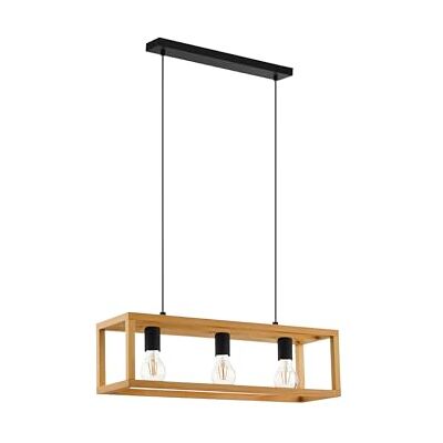 EGLO lampa wisząca Blackcrown, 3-punktowa oprawa zwisająca w stylu vintage nad stół do jadalni oprawa sufitowa zwisająca naturalnym wzornictwie światło z jasnego drewna E27 EGLO lampa wisząca Blackcrown, 3-punktowa oprawa zwisająca w stylu vintage nad stół do jadalni oprawa sufitowa zwisająca naturalnym wzornictwie światło z jasnego drewna E27