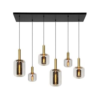 LUCIDE JOANET – lampy wiszące – 6 x E27 – kolor dymny szary, matowe złoto/mosiądz LUCIDE JOANET – lampy wiszące – 6 x E27 – kolor dymny szary, matowe złoto/mosiądz