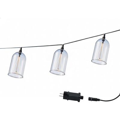 Lumisky Łańcuch świetlny z zasilaniem sieciowym, 8 dzwonków LED w kolorze ciepłej bieli z żarami widocznymi GLOW LIGHT 15 m Lumisky Łańcuch świetlny z zasilaniem sieciowym, 8 dzwonków LED w kolorze ciepłej bieli z żarami widocznymi GLOW LIGHT 15 m