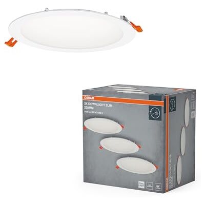 OSRAM Lampa sufitowa LED Essential Slim 225 mm 22 W biała, zestaw 3 lamp typu downlight, 2000 lm, zimna biel 4000 K, lampa sufitowa IP20 OSRAM Lampa sufitowa LED Essential Slim 225 mm 22 W biała, zestaw 3 lamp typu downlight, 2000 lm, zimna biel 4000 K, lampa sufitowa IP20