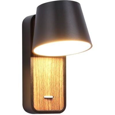B·LED BARCELONA LED BarcelonaLED czarna lampa ścienna LED do czytania z przełącznikiem na drewnianej podstawie 6 W 2700 K Orientowalny reflektor do łóżka nocnego salonu B·LED BARCELONA LED BarcelonaLED czarna lampa ścienna LED do czytania z przełącznikiem na drewnianej podstawie 6 W 2700 K Orientowalny reflektor do łóżka nocnego salonu