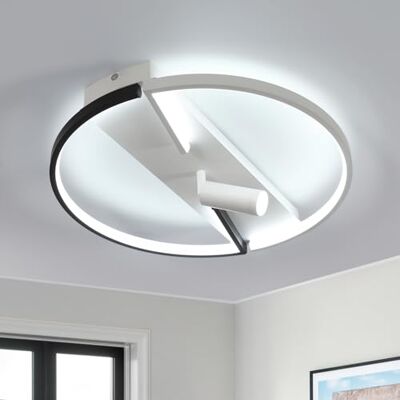 Goeco Lampa sufitowa LED do ściemniania, 42 W, nowoczesna lampa sufitowa z pilotem zdalnego sterowania 3000 K-6500K, czarno-biała okrągła lampa sufitowa do sypialni, salonu, kuchni, jadalni, średnica Goeco Lampa sufitowa LED do ściemniania, 42 W, nowoczesna lampa sufitowa z pilotem zdalnego sterowania 3000 K-6500K, czarno-biała okrągła lampa sufitowa do sypialni, salonu, kuchni, jadalni, średnica