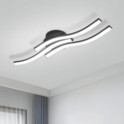 Goeco Lampa sufitowa LED 18 W, nowoczesny żyrandol sufitowy z 3 drążkami, falista konstrukcja, 6500 K, zimna biel, czarna lampa sufitowa do sypialni, salonu, kuchni, czarna Goeco Lampa sufitowa LED 18 W, nowoczesny żyrandol sufitowy z 3 drążkami, falista konstrukcja, 6500 K, zimna biel, czarna lampa sufitowa do sypialni, salonu, kuchni, czarna