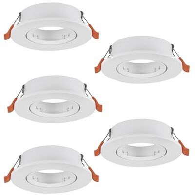 EGLO Zestaw 5 reflektorów do zabudowy Barranco,owa lampa sufitowa obrotowa okrągła bez żarówek reflektor sufitowy z białego tworzywa sztucznego oprawka GU10 Ø 9 cm EGLO Zestaw 5 reflektorów do zabudowy Barranco,owa lampa sufitowa obrotowa okrągła bez żarówek reflektor sufitowy z białego tworzywa sztucznego oprawka GU10 Ø 9 cm