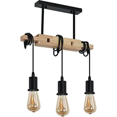 Toolight Industrialna Lampa Wisząca, Drewniana Lampa Sufitowa, E27 Regulowana Lampa Wisząca Vintage, Odpowiednia do Salonu Kuchni Sypialni (żarówka nie jest dołączona) Toolight Industrialna Lampa Wisząca, Drewniana Lampa Sufitowa, E27 Regulowana Lampa Wisząca Vintage, Odpowiednia do Salonu Kuchni Sypialni (żarówka nie jest dołączona)