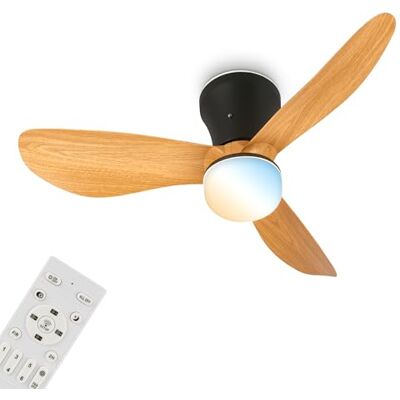 BRILONER Wentylator sufitowy LED z oświetleniem i pilotem, cichy silnik DC, trzy prędkości, ściemnialna lampa z CCT, lampa sufitowa z wentylatorem, 78 x 26 cm, czarno drewniana BRILONER Wentylator sufitowy LED z oświetleniem i pilotem, cichy silnik DC, trzy prędkości, ściemnialna lampa z CCT, lampa sufitowa z wentylatorem, 78 x 26 cm, czarno drewniana