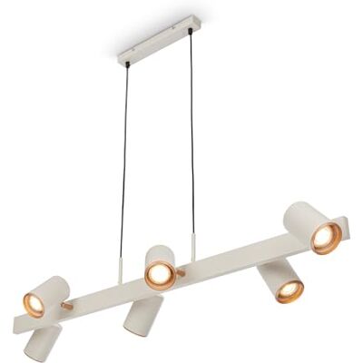BRILONER Lampa wisząca z głowicami punktowymi, obrotowa, 6x gniazdo GU10, lampa sufitowa, kuchenna, jadalni, 110x24,9x120 cm, jasnoszary-kawowy BRILONER Lampa wisząca z głowicami punktowymi, obrotowa, 6x gniazdo GU10, lampa sufitowa, kuchenna, jadalni, 110x24,9x120 cm, jasnoszary-kawowy