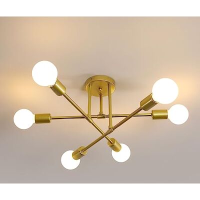 Comely Żyrandol Plafon Przemysłowy, 6 Świateł E27 Retro Vintage Metalowa Lampa Sufitowa, Retro Złota Wisząca Oprawa Do Salonu Jadalni Sypialni Kuchni Restauracji Comely Żyrandol Plafon Przemysłowy, 6 Świateł E27 Retro Vintage Metalowa Lampa Sufitowa, Retro Złota Wisząca Oprawa Do Salonu Jadalni Sypialni Kuchni Restauracji