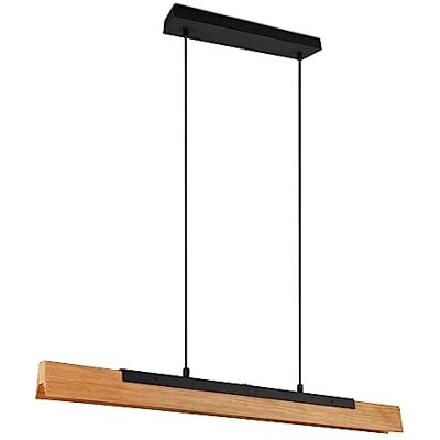 Trio Leuchten Lampa wisząca LED Kerala 341610132, metal czarny matowy, drewno naturalne, w zestawie 25 W LED, przełącznik ściemniacza Trio Leuchten Lampa wisząca LED Kerala 341610132, metal czarny matowy, drewno naturalne, w zestawie 25 W LED, przełącznik ściemniacza