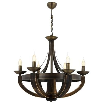 Opviq Elegancki żyrandol w stylu vintage, drewniane ciało, wysokość 90 cm, średnica 70 cm, 6 x E14 maks. 40 W, kolor brązowy idealny do nowoczesnych i tradycyjnych przestrzeni Opviq Elegancki żyrandol w stylu vintage, drewniane ciało, wysokość 90 cm, średnica 70 cm, 6 x E14 maks. 40 W, kolor brązowy idealny do nowoczesnych i tradycyjnych przestrzeni