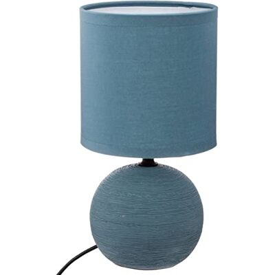 ATMOSPHERA CREATEUR D'INTERIEUR Niebieska lampa "Timeo" prążkowana ceramika H25 cm Atmosphera projektant wnętrz ATMOSPHERA CREATEUR D'INTERIEUR Niebieska lampa "Timeo" prążkowana ceramika H25 cm Atmosphera projektant wnętrz