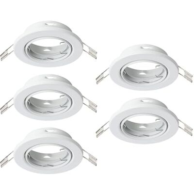 EGLO 5-częściowy zestaw wpuszczanych spotów Agulo, regulowana lampa sufitowa, okrągły spot bez żarówki, biały stalowy reflektor, oprawka GU10, Ø 8,6 cm EGLO 5-częściowy zestaw wpuszczanych spotów Agulo, regulowana lampa sufitowa, okrągły spot bez żarówki, biały stalowy reflektor, oprawka GU10, Ø 8,6 cm