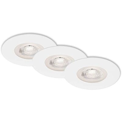 BRILONER Leuchten Lampy LED do zabudowy, zestaw 3-częściowy, lampy sufitowe ściemniane, po 5 W, po 460 lumenów, 3000 kelwinów, IP44, białe, 90 x 25 mm (średnica x wys.), 7047-036 BRILONER Leuchten Lampy LED do zabudowy, zestaw 3-częściowy, lampy sufitowe ściemniane, po 5 W, po 460 lumenów, 3000 kelwinów, IP44, białe, 90 x 25 mm (średnica x wys.), 7047-036