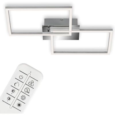 BRILONER Leuchten Lampa sufitowa LED, lampa sufitowa ściemniana, wraz z pilotem zdalnego sterowania, w zestawie sterowanie temperaturą barwową, z funkcją oświetlenia nocnego i timerem, chrom-aluminium, 500 x 388 x 78 mm (dł. x szer. x wys.) BRILONER Leuchten Lampa sufitowa LED, lampa sufitowa ściemniana, wraz z pilotem zdalnego sterowania, w zestawie sterowanie temperaturą barwową, z funkcją oświetlenia nocnego i timerem, chrom-aluminium, 500 x 388 x 78 mm (dł. x szer. x wys.)