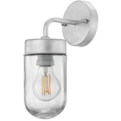 EGLO Lampa ścienna Arada, kinkiet wewnętrzny, lampa do sypialni, stal ocynkowana ogniowo, szkło w przezroczystej oprawie E27, IP44 EGLO Lampa ścienna Arada, kinkiet wewnętrzny, lampa do sypialni, stal ocynkowana ogniowo, szkło w przezroczystej oprawie E27, IP44