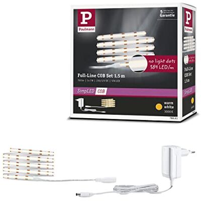 Paulmann 78861 SimpLED LED Strip Full-Line COB kompletny zestaw 1,5m 7W 750lm 384LED/m 3000K 12VA Biały metal Paulmann 78861 SimpLED LED Strip Full-Line COB kompletny zestaw 1,5m 7W 750lm 384LED/m 3000K 12VA Biały metal