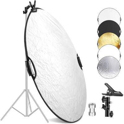 NEEWER Reflektor świetlny 32"/80 cm z zaciskiem i uchwytami ręcznymi, składany reflektor fotograficzny 5 w 1, półprzezroczysty/srebrny/złoty/biały/czarny z gwintem 3/20.3 cm do oświetlenia NEEWER Reflektor świetlny 32"/80 cm z zaciskiem i uchwytami ręcznymi, składany reflektor fotograficzny 5 w 1, półprzezroczysty/srebrny/złoty/biały/czarny z gwintem 3/20.3 cm do oświetlenia
