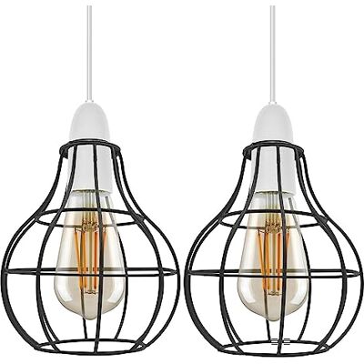 LEDSone Styl retro, 2-pak, metalowy kosz, lampa sufitowa, klosz świetlny, średnica 16 cm, kształt wazonu, przemysłowa klatka druciana, abażur na sufit, łatwe dopasowanie, do wewnątrz, kuchni, salonu LEDSone Styl retro, 2-pak, metalowy kosz, lampa sufitowa, klosz świetlny, średnica 16 cm, kształt wazonu, przemysłowa klatka druciana, abażur na sufit, łatwe dopasowanie, do wewnątrz, kuchni, salonu