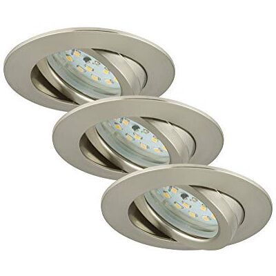 BRILONER Leuchten Lampy LED do zabudowy, zestaw 3-częściowy, lampy sufitowe ściemniane, moduł LED obrotowy, każdy 6,5 W, każda 570 lumenów, 3000 K, IP23, matowy nikiel, 82 x 28 mm (śr. x wys.), 7296-032 BRILONER Leuchten Lampy LED do zabudowy, zestaw 3-częściowy, lampy sufitowe ściemniane, moduł LED obrotowy, każdy 6,5 W, każda 570 lumenów, 3000 K, IP23, matowy nikiel, 82 x 28 mm (śr. x wys.), 7296-032